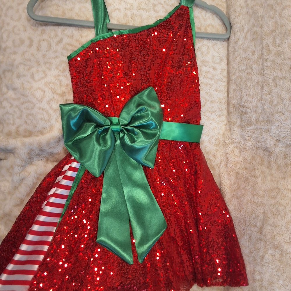 Festive Red and Green Sequin Kids Costume